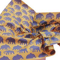 Blue-Purple Elephants on Kraft Brown Tissue Paper Gift Wrapping 20"x30" Sheets (50)
