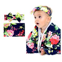 Newborn Receiving Blanket Headband Set Baby Swaddle Blanket Wraps Baby Floral Printed Baby Shower Swaddle Gift