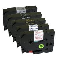 NEOUZA 5 Packs Compatible for Brother P-Touch TZe TZ Label Tape Cassette 12mm x 8m 1/2 Inch x 26.2 Feet (White on Black,Gold on Black,Black on Silver,Blue on White,Red on White)