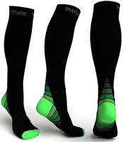 Physix Gear Compression Socks for Men & Women 20-30 mmhg, Best Graduated Athletic Fit for Running Nurses Shin Splints Flight Travel & Maternity Pregnancy - Boost Stamina Circulation & Recovery GRN S/M