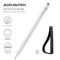 Stylus Pen Compatible for Apple iPad, Adrawpen Rechargeable Active Stylus Pen with 2 in 1 Copper & Mesh Fine Tip, 5 Mins Auto Off Smart Pencil Digital Pen for All Apple iPad/iPhone/iPad Pro-White