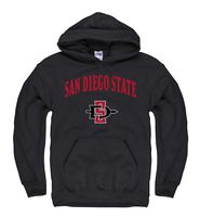 Campus Colors NCAA Adult Arch & Logo Gameday Hooded Sweatshirt (San Diego State Aztecs - Black, Medium)