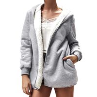 ✔ Hypothesis_X ☎ Women's Casual Winter Warm Hooded Sweatshirt Jacket Coat Long Sleeve Blouse Loose Coat Gray