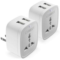 Europe to US Plug Adapter with 2 USB Outlet, Unidapt USA USB Wall Charger, EU Australia China UK Europe to America Canada Mexico Japan Travel Plug Socket Adapter (Type A/B) 2-Pack