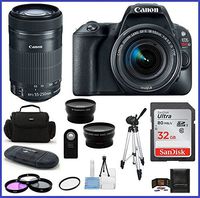 Canon EOS Rebel SL2 DSLR Camera with 18-55mm Lens + 55-250mm f/4-5.6 STM Lens Bundle: Includes: 32GB SDHC Class 10 Memory Card + Auto Power Flash + 58mm Telephoto & Wide Angle Lenses and More