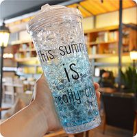 MIRUIKE Summer Ice Cup with Straws Gel Frosty Freezer Plastic Mug for Beer,juice,milkshakes and More Beverage