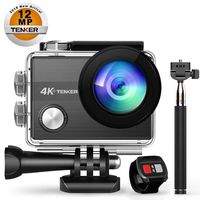 TENKER 4K Action Camera, WiFi 12MP Waterproof Sport Camera 170 Degree Wide View Angle 2.4G Remote Control 2 Rechargeable Underwater Cam Batteries and Kit of Accessories (Renewed)