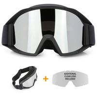 JAMIEWIN Motorcycle Goggles ATV Dirt Bike Mx Glass Off Road for Men Women Adult Kids with Replacing Clear Lens Windproof (Black)
