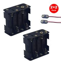 Yosawa 2-Pieces 8 x 1.5V(12V) AA Battery Holder Case,Black Plastic DIY Battery Storage Box with Standard Snap Connector (AAK8)