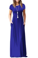 VIISHOW Women's Short Sleeve Loose Plain Maxi Dresses Casual Long Dresses with Pockets (Royal Blue, S)