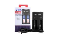 VRK X2 PRO 18650 20700 21700 Battery Charger Wall Plug and DC Connection - 2Amper Charging Speed - for Li-ion, LifePO4, Ni-Mh/Ni-cd, Military Grade Springs - Fire Resistant - Circuit Protection