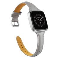TOYOUTHS Leather Strap Compatible with Fitbit Versa/Versa 2 Bands for Women Men Slim Genuine Leather Wristbands Replacement for Versa Lite Edition/Versa SE Classic Accessorie Gray
