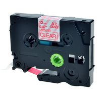 GREENCYCLE Adhesive Red on Clear Label Tape Compatible for Brother TZE-132 TZe132 TZ132,1/2 Inch,PT-D210 Labeling Maker (1PK TZ132)