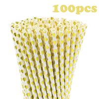 VideoPUP Paper Straws Biodegradable 100pcs Environmental protection Gold Hearts Pattern Paper Straws for Christmas New Year party decoration wedding birthday various theme party supplies