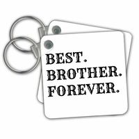 3dRose Best Brother Forever, Black Lettering On White Background Key Chains, Set of 2 (kc_180085_1)
