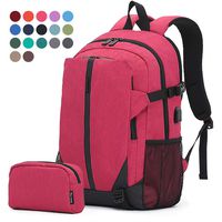 Laptop Backpack College School Computer Travel Laptop Backpack with USB Charging Port for Women Men Boys Girls, 17+ colors for choice Anti Theft Water Resistant School Travel Backpack,Rose red