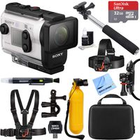 Sony FDR-X3000R 4K Wi-Fi GPS Action Camera with SteadyShot and Live View Remote Kit + 32GB Outdoor Adventure Mounting Bundle