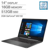 ASUS ZenBook UX430UN Laptop - Intel Core i7 - GeForce MX150 -1080p, 16GB LPDRR3 RAM, 512GB SATA M.2 Solid State Drive, Model UX430UN-IH74-GR