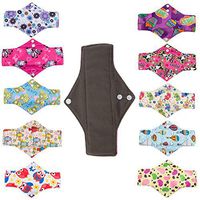 ROSENICE Reusable Pads 5Pcs Washable Reusable Sanitary Towel Portable Foldable Bamboo Charcoal Cloth Menstrual Pads 30x18cm (Random Color)
