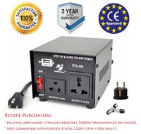 Goldsource 500W Step Up & Step Down Voltage Transformer Converter, STU-500 Heavy Duty Continuous AC 110-120V to 220-240V Converter with US Standard & Universal Outlets and DC 5V USB Port, 500 Watt