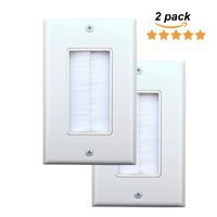 iGreely Brush Wall Plate, Decora Style, Cable Pass Through Insert for Wires, Single Gang Cable Access Strap, Wall Socket Plug Port for HDTV, HDMI, Home Theater Systems and More - 2Pack White