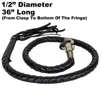 All Black 36" Long 1/2" Diameter Naked Soft Genuine Leather Motorcycle Get Back Whip