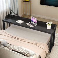 Overbed Table Laptop Desk - Bizzoelife 71 Inches Mobile Computer Desk Rolling Laptop Cart Heavy Duty Metal Leg with Wheels for Bed Sofa (Black)