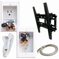 PowerBridge Solutions ONE-PRO-6-TVMS PRO-Series Single Outlet Cable Management System with Flat Screen LED TV Mount for Small 17-Inch to 37-Inch Television Screens