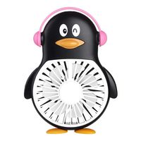 GJK-SION Personal Mini Lovely Handheld Penguin Shaped Cooling Fan - Travel Beach USB Rechargeable Portable LED Light Fan - Suitable for Sports, Outdoor Activities, and Travelling (Black)