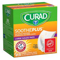 CURAD SoothePLUS Gauze Pads with ARM & Hammer Baking Soda, 4" x 4", 25 Count