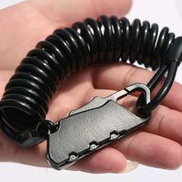 Mini Cycling Spring 3 Digit Combination Lock, Portable Bicycle Anti-Theft Helmet Cable Lock (Balck)