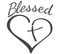 Blessed Cross and Heart Christian Decal Vinyl Sticker|Cars Trucks Vans Walls Laptop |5.5 x 4.5 in| (Dark Gray)