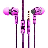 New Fashion Design Nylon Braided Crack Earphone Cloth Rope Earpieces Stereo Bass MP3 Music Headset with Microphone for Cellphone MP3 MP4 (Pink)