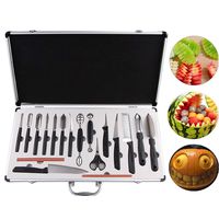 COVVY 18PCS Kitchen Vegetable Food Fruit Cake Carving Knife Set Culinary Carving Peeling Tool Kit/w Portable Carrying Case