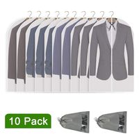 Perber Hanging Garment Bag Lightweight Clear Full Zipper Suit Bags (Set of 10) PEVA Moth-Proof Breathable Dust Cover for Closet Clothes Storage -24'' x 40''/10 Pack