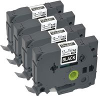 PTH110 Tape TZE Tape 12mm 0.47 Laminated White on Black TZe335 TZ-335 Compatible for Brother P-Touch PTD210 PTH100 PTD400 PTD400AD PTD400VP PTD600 P-Touch Cube Label Maker Tape, 26.2Ft, 4-Pack