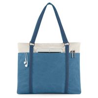 Wxnow Women Canvas Tote Handbag Laptop Tote Bag Fits 15.6 Inch Laptop Shoulder Bag Business Work School Blue