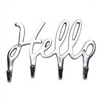 Comfify Hello Aluminium Key Holder for Wall - 4 Metal Key Hooks - Wall Mounted Key Hanger - Key Organizer Key Chain Hooks - Decorative Entryway Organization - Modern Decorative Key Rack - 8"x5.2"