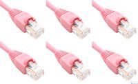 Ultra Spec Cables Pack of 6 - Pink 2FT Cat6 Ethernet Network Cable LAN Internet Patch Cord RJ45 Gigabit