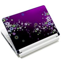 Meffort Inc 17 17.3 inch Laptop Skin Sticker Cover Art Decal Fits 16" 17" 18" 19" Notebook PC (Free Wrist Pad) - Purple Flower Design