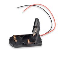 HTTX CR2032 Battery Pack with Leads, CR2032 Battery Coin Button Cell Case Holder, CR 2032 Battery Storage Box with ON/OFF Switch 4inch Bare Wire Leads (2-Pack)
