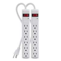 Belkin F5C048-2 6-Outlet Power Strip Surge Protector with 2-Foot Power Cord, 200 Joules (2-Pack)