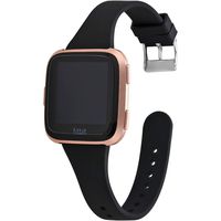 Greaciary Sport Slim Silicone Band Compatible with Fitbit Versa/Versa 2/Versa Lite Edition,Thin Narrow Soft Strap Wristband Replacement for Fitbit Versa Watch (Black S)