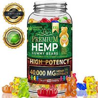 Hemp Gummies Premium 40,000 mg XXL High Potency - Fruity Gummy Bear with Hemp Oil | Natural Hemp Candy Supplements for Pain, Anxiety, Stress & Inflammation Relief | Promotes Sleep & Calm Mood
