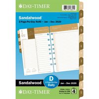 Day-Timer 2020 Daily Planner Refill, 5-1/2" x 8-1/2", Desk Size 4, Two Pages Per Day Loose Leaf, Sandalwood (15551)