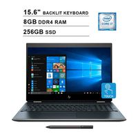 2019 HP Spectre X360 15 2-in-1 15.6 Inch 4K Touchscreen Laptop (Intel 4-Core i7-8565U up to 4.6GHz, NVIDIA MX150, 8GB RAM, 256GB SSD, Backlit Keyboard, WiFi, Bluetooth, HDMI, Windows 10 Home, Blue)