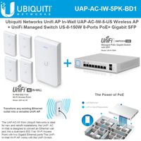 Ubiquiti UAP-AC-IW Access Point 802.11ac 5Pack +US-8-150W Gigabit 8-Ports Switch