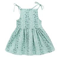 haoricu Summer Girls Beach Flower Striped Dress Girls Sleeveless Sling Party Chiffon Tutu Shirt Dress (2T, Blue)