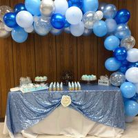 B-COOL Sequin Tablecloths Rectangle Table Overlays Mesh Fabric Backing for Reception Other Event 90x156inch Baby Blue