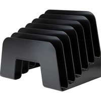 1InTheOffice Plastic Incline Desktop File Sorter, 6 Compartments, Black
